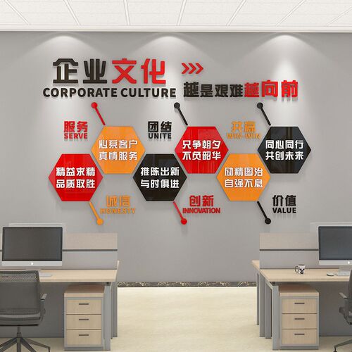 企业文化标语墙贴前台宣传形象背景办公室墙面装饰高级感氛围布置