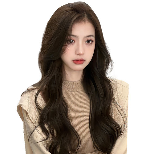假发女长发真发全真人发无痕隐形三片式蓬松增发量大波浪卷发发片