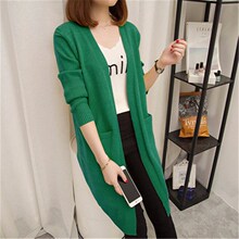 推荐Mid-length Cardigan Sweater Women Long-sleeved Jacket Au