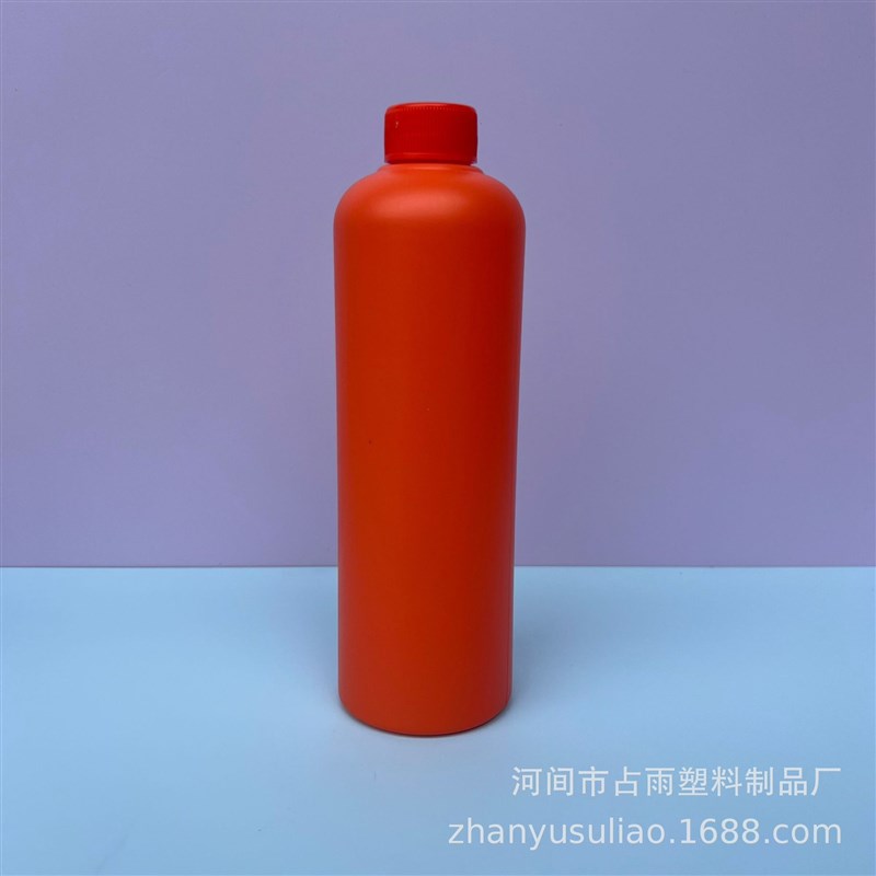 现货供应 500ml橘色q 管道疏通剂瓶 地漏疏通剂圆瓶 马桶清洁液瓶