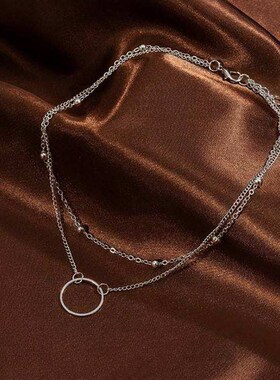 小众高货NEW Chains Necklace Women Two Layer Round Necklaces
