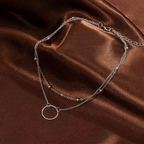 小众高货NEW Chains Necklace Women Two Layer Round Necklaces