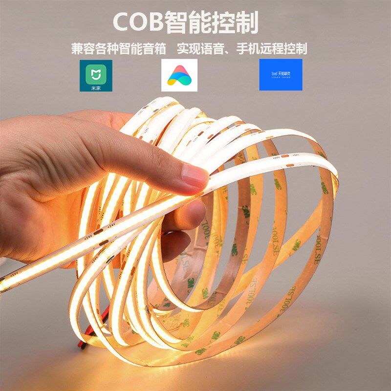 COB双色灯带智能语o音控制无频闪24V灯条家装吊顶橱柜三色灯带