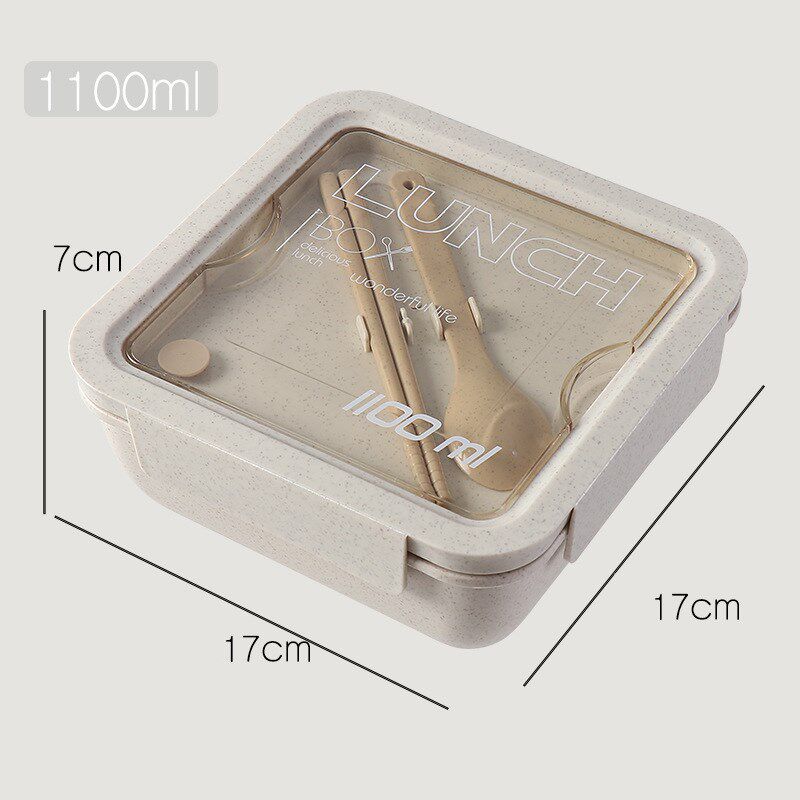 1100ml Healthy Material Lunch Box Wheat Straw Japanese-style