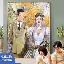 【画颜油画定制】婚纱写实漫画手绘人像真人肖像宠物自画像装饰画