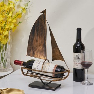 Home Rack Metal 速发Retro Deco Figurines Modern Wine Sailing