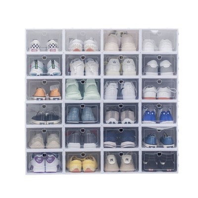 Flip drawer shoe storage box transparent dustproof plastic