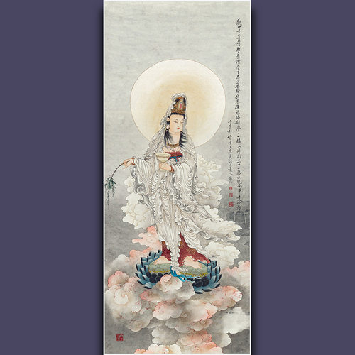 国画佛像真迹复制品观音大士像画芯未装裱非手绘装饰画芯临摹欣赏