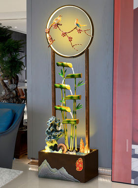 现代中式竹子假山客厅流水摆件循环水落地装饰品造景开业乔迁礼物