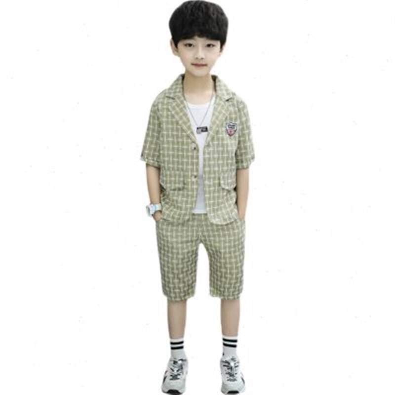 男童西装短裤套装夏季薄款小孩走秀2023新款夏款儿童小西服三件套