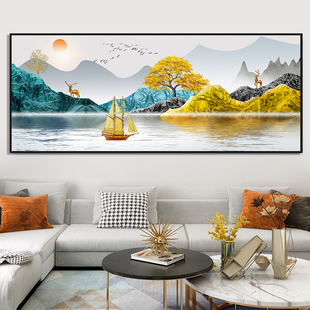 十字绣线绣客厅手工自己刺绣鹿简约现代 轻奢山水风景大画2022新款