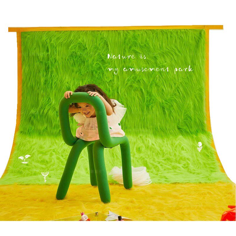 人造长毛毯d地毯背景布果绿色黄色影楼拍照艺术照儿童摄影室内搭