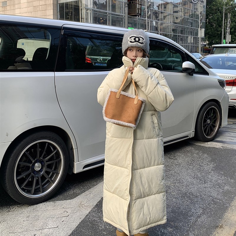 行走的大被子韩版宽松过膝长款加厚棉服女保暖黑色外套女冬慵懒风