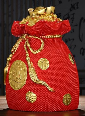 钱袋存钱罐摆件招财进宝金元宝聚宝盆福袋储蓄P罐家居客厅开业送