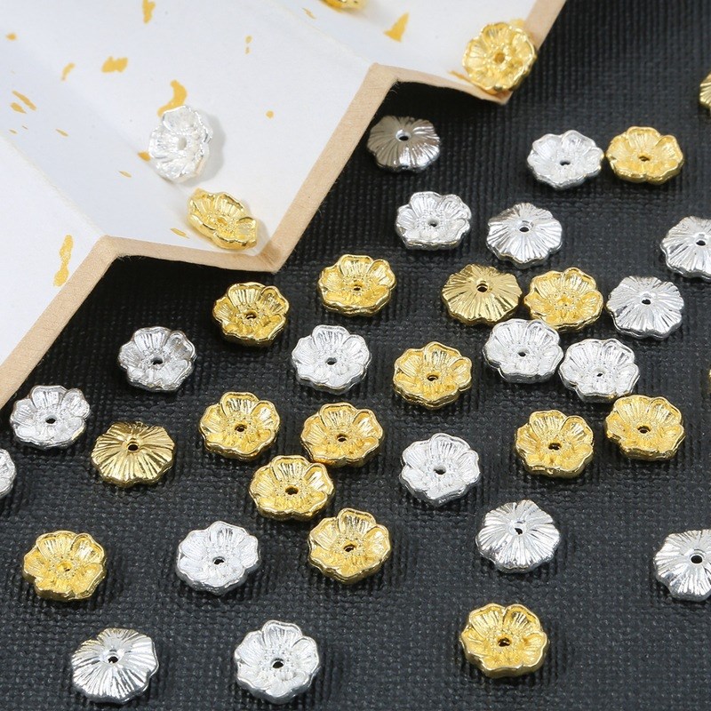 现货11mm合金小花隔片 diy发簪头饰饰品流苏隔珠材料梅花配件跨境