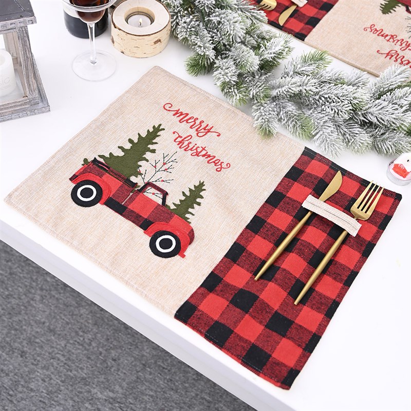 耶诞餐垫新款耶诞节家庭装饰用品北欧风果盘桌布西餐碗盘桌垫装扮
