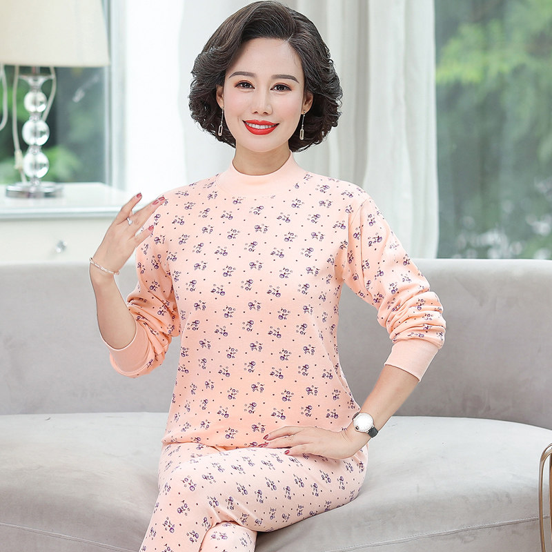 中老年秋衣秋裤女套装妈妈大码保暖内衣老人薄款印花线衣线裤,女士内衣/男士内衣/家居服,保暖套装,淘宝优惠券,粉丝福利购,淘宝优惠卷