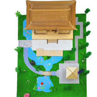 绿化凉亭室外建筑别墅场景定 园林设计沙盘模型材料p手工制作套装