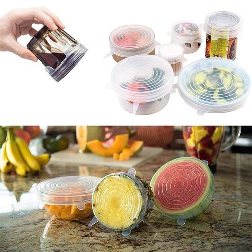 6pcs Reusable Silicon Stretch Lids niversal Pot Cover Wrap B