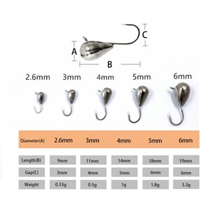 Ice Fishing Jig Primary Color Ice Fishing Hook 2.6mm hooks f