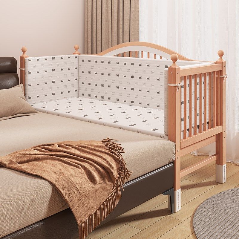 榉木儿童拼接床高低可调带护栏加宽床拼接床边宝宝婴儿床实木小床,住宅家具,儿童拼接床,淘宝优惠券,粉丝福利购,淘宝优惠卷
