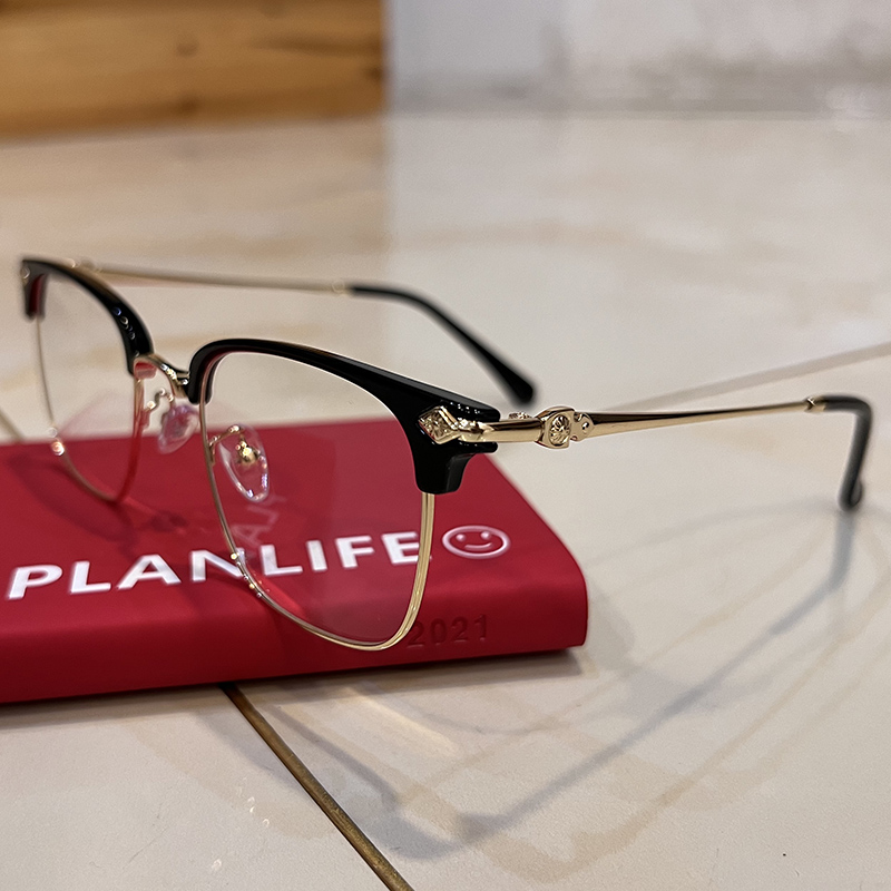 男潮克罗心眼镜框架新品透明色半框复古男k女大脸型超轻近视平光