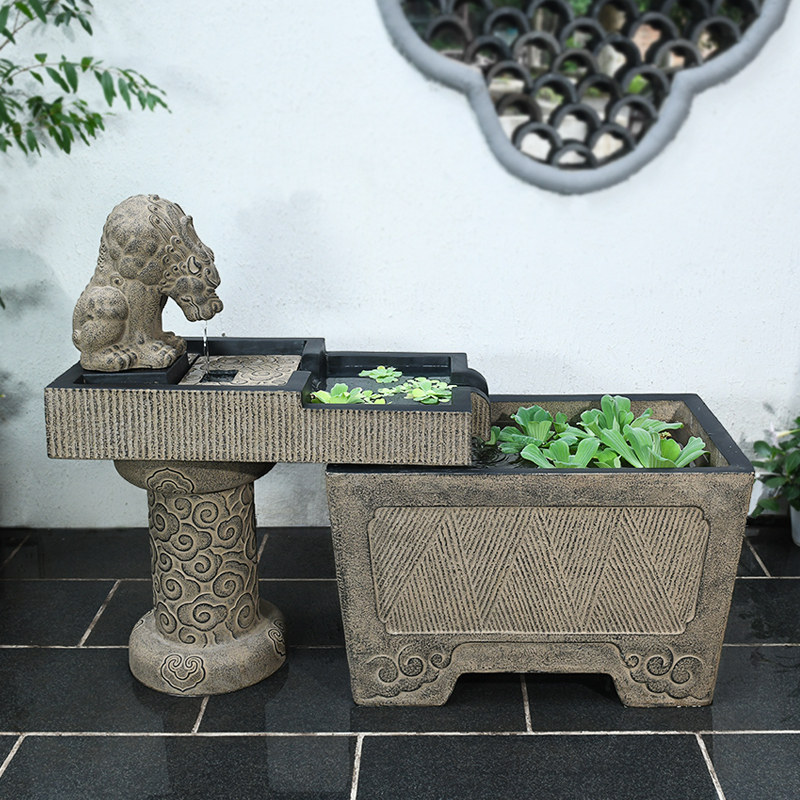 庭院户外大流水摆件循环水古法养鱼池花园小院成品鱼缸仿石槽造景,家居饰品,流水摆件,淘宝优惠券,粉丝福利购,淘宝优惠卷