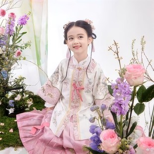 儿童汉服女童秋季2024新款马面裙套装明制超仙古风唐装新中式古装