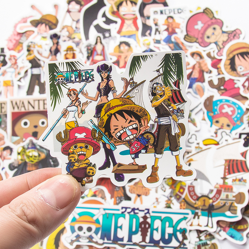 极速50/100Pcs One Piece Luffy Stickers Anime Sticker Noteboo