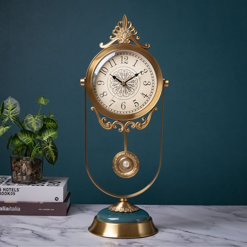欧式纯铜座钟客厅玄n关静音摆钟酒柜摆放台式钟表现代简约家用台,家居饰品,座钟,淘宝优惠券,粉丝福利购,淘宝优惠卷