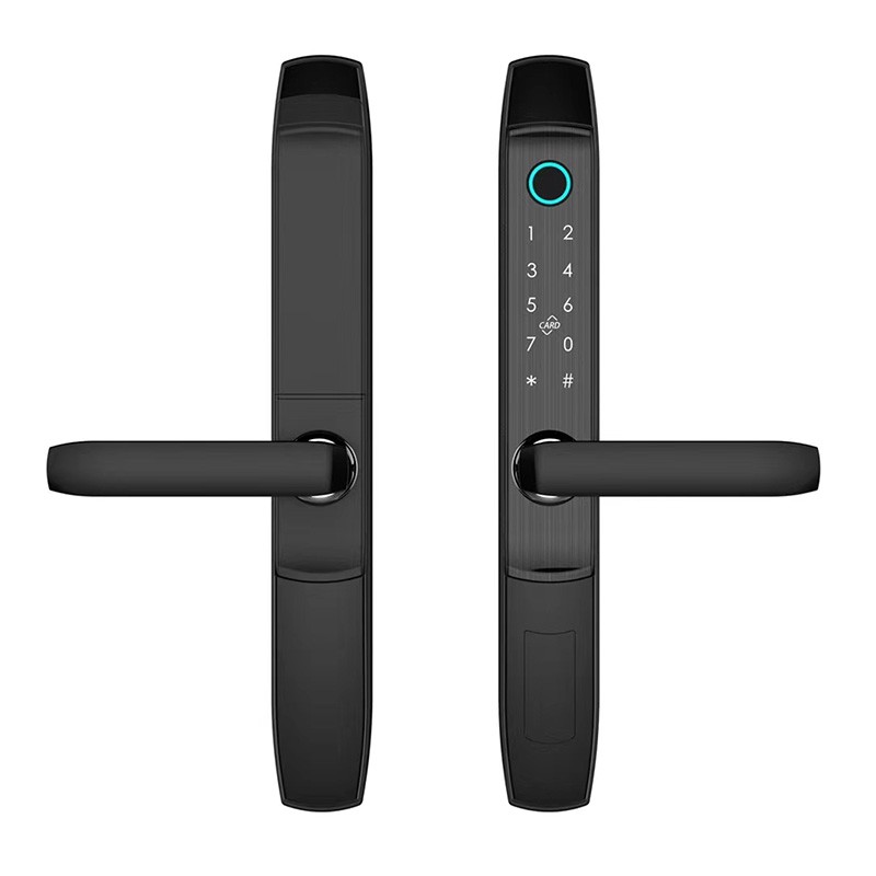 断桥铝指纹锁窄边框玻璃门锁铝合金推拉平K移门APP远程联网智能锁