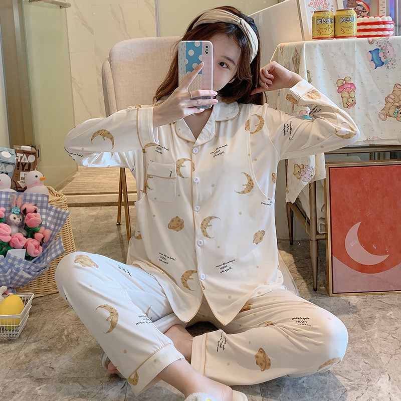 月子服春秋产后孕妇睡衣夏季薄款哺乳产妇两件套9月份10坐月