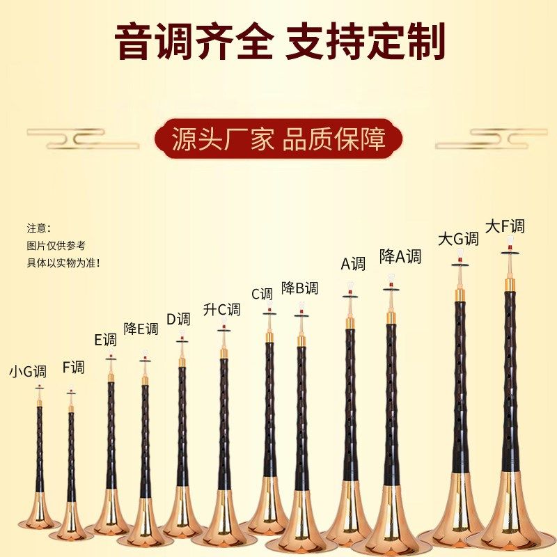 老料黑檀唢呐乐器初学者成人唢呐演奏级D调民族乐器喇叭