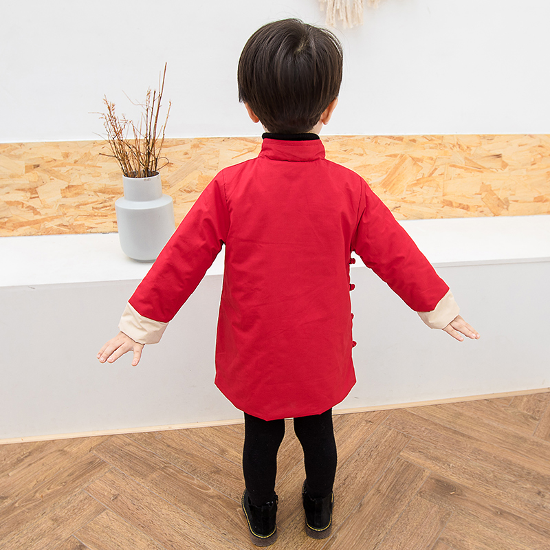 男童唐装冬儿童中国风加厚棉服拜年服女童中长款汉服过年新衣棉衣