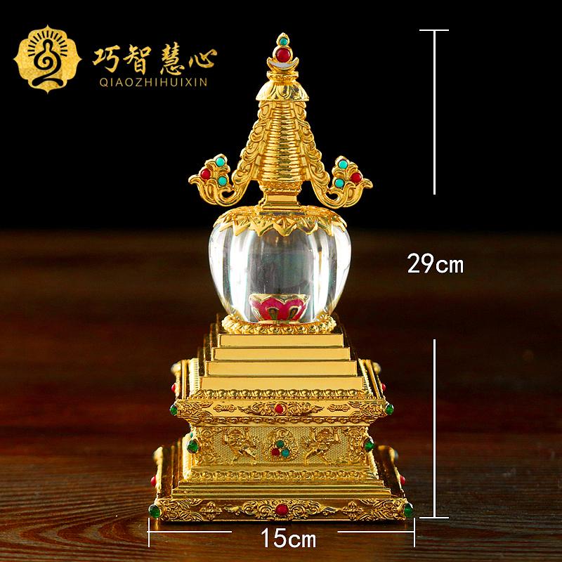 新品藏式亚克力菩j提塔锌铜合金宝石佛陀镶嵌佛塔 舍利塔大号佛堂