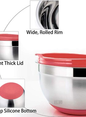 7 Colors Stainless Steel Mixing Bowl With Lid Home Kitchen E