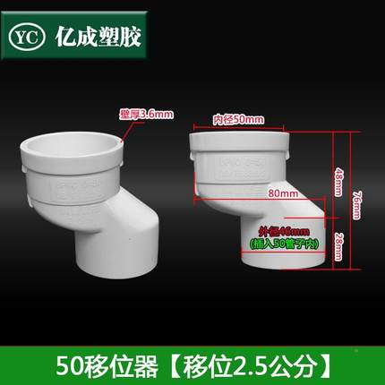 急速发货PVC偏置直接50地漏偏心移位器75管古110排水管配件大全下