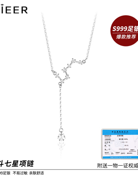 工厂销999纯银北斗七星项链女夏2023新款轻奢R小众设计高级锁骨链
