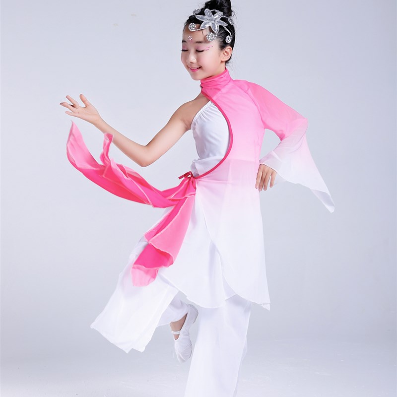 工厂销儿童古典舞蹈演q出服水墨服秧歌服女童练功服江南水袖伞舞