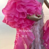 长手袖 婚纱礼服化妆W造型款 子手套影楼拍照长款 玫红色造型网纱袖