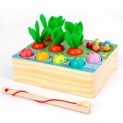 3D Wooden Tots Montesrsorl Baby Toys Sey Puliing Carrot Shap