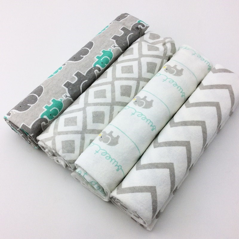 推荐4Pcs cotton receiving blanket swaddle baby bedsheet newb