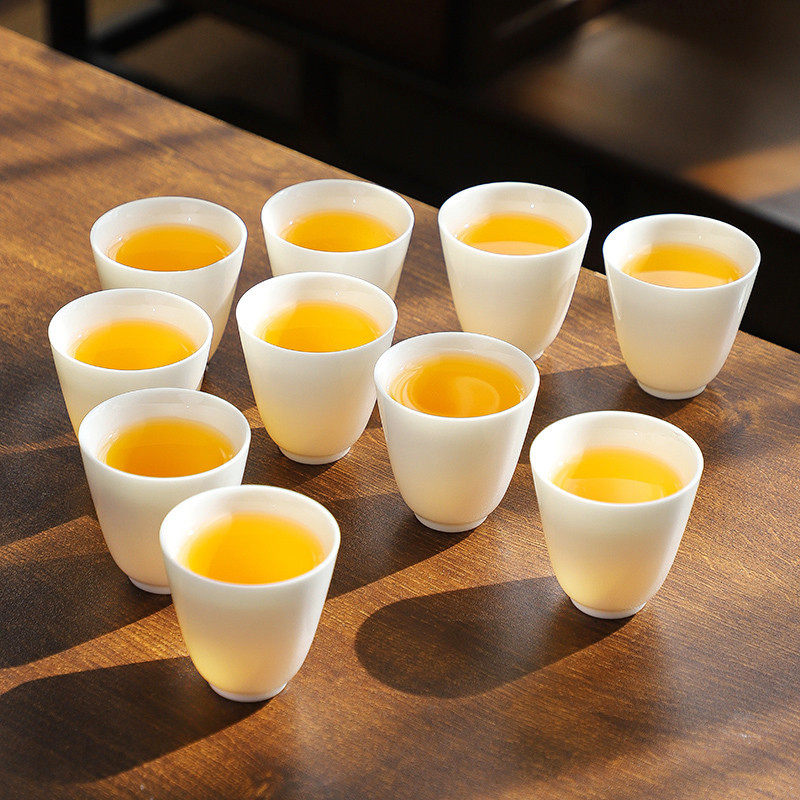 白瓷茶杯羊脂玉陶瓷功夫茶具品茗杯10个装喝茶小茶杯礼品定制,餐饮具,茶杯,淘宝优惠券,粉丝福利购,淘宝优惠卷