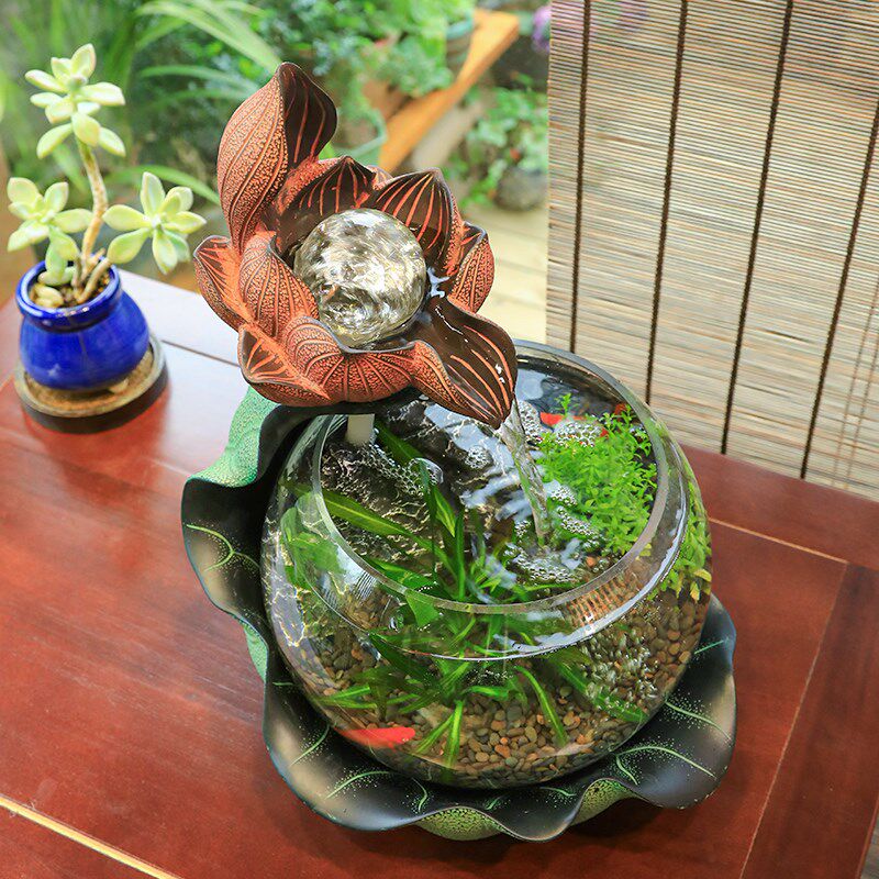 汉韵堂桌面小型流水鱼缸中式客厅办公室装饰造景循环水微景观摆件,家居饰品,流水摆件,淘宝优惠券,粉丝福利购,淘宝优惠卷