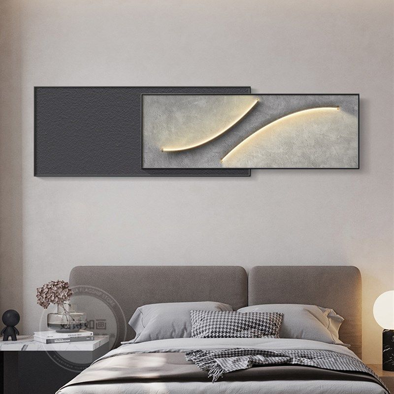 客厅装饰画侘寂风简约沙发背景墙挂画感极简叠加横版壁画,家居饰品,现代装饰画,淘宝优惠券,粉丝福利购,淘宝优惠卷