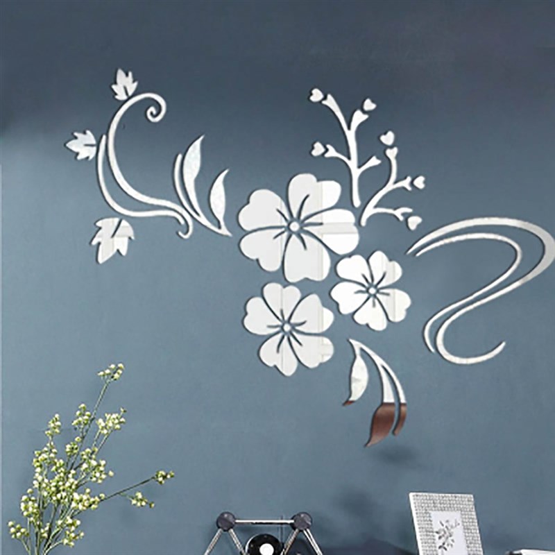Exquisite Flower 3D Mirror Wall ers Removable Decal Art Mura