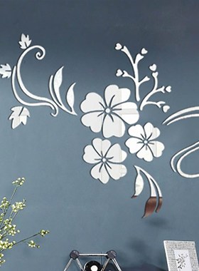 Exquisite Flower 3D Mirror Wall ers Removable Decal Art Mura