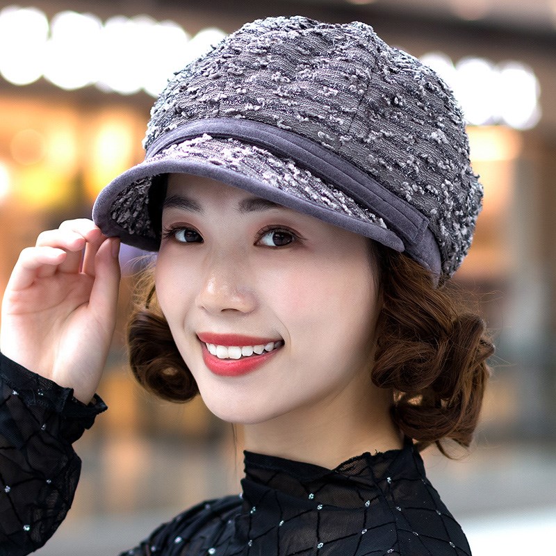 帽子女秋冬韩版短檐八角帽时尚南瓜帽中老年妈妈帽画家帽鸭舌帽