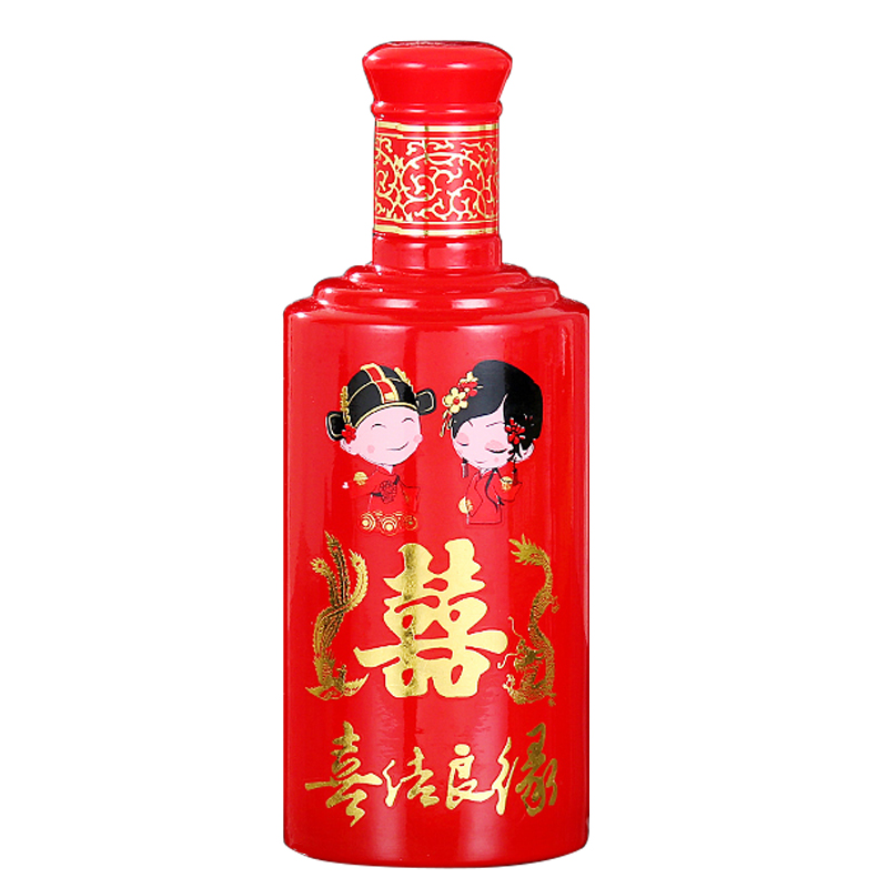白酒瓶空瓶喜酒瓶一斤装红色结婚专用定制婚庆高档密封玻璃酒瓶子