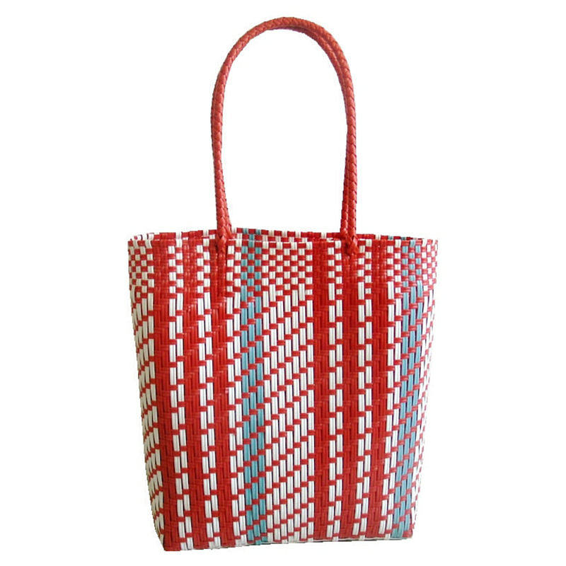 新款塑料条编织篮购物篮休闲手提袋环保菜篮子颜色好百搭,收纳整理,购物篮,淘宝优惠券,粉丝福利购,淘宝优惠卷